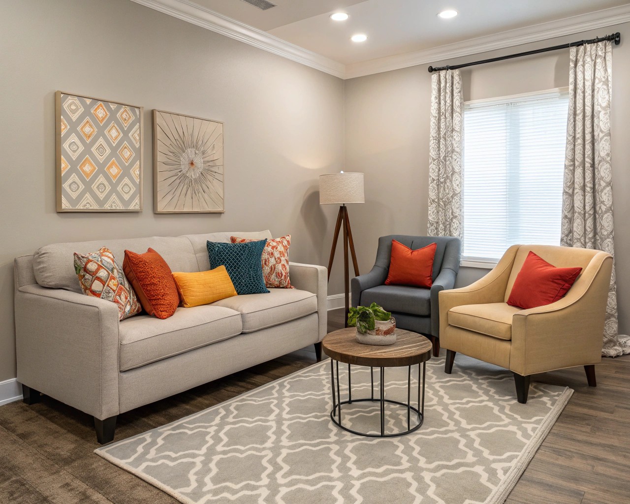 The use of black accents to enhance the sophistication of a neutral room.