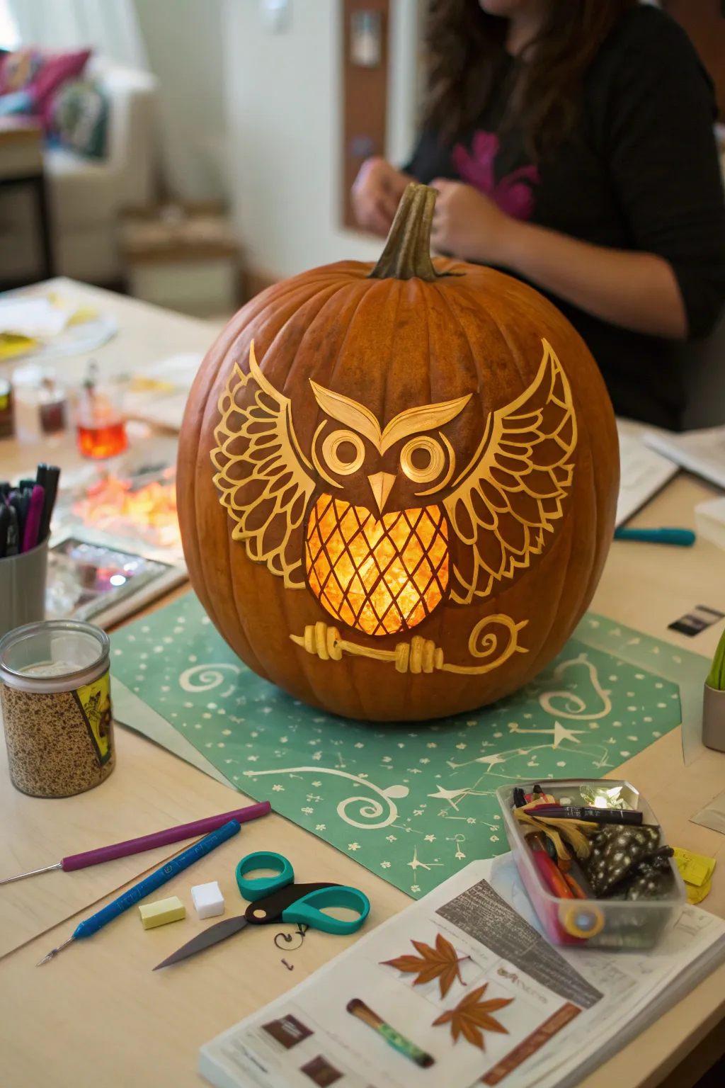 Artistic Owl Carving Ideas for Pumpkins