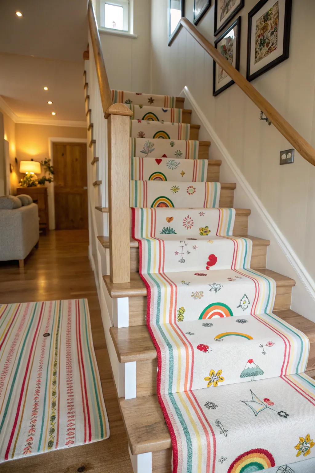Stylish Runner Designs for Striped Stairs