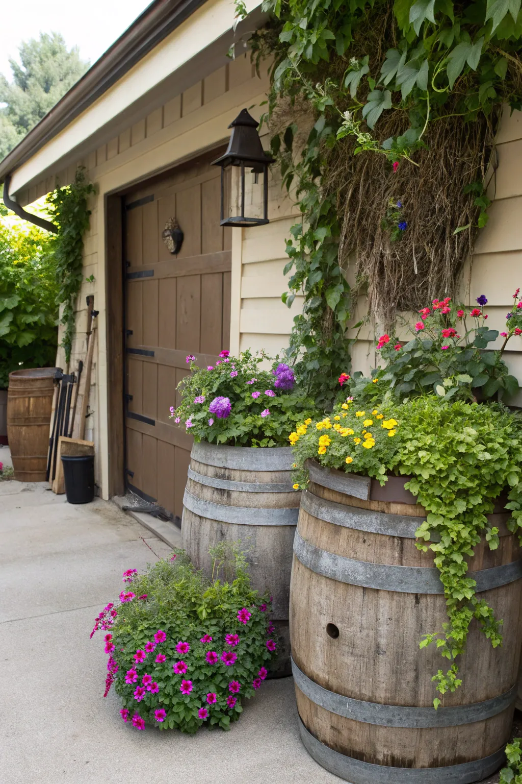Inviting Garage Entrances with Potted Plants