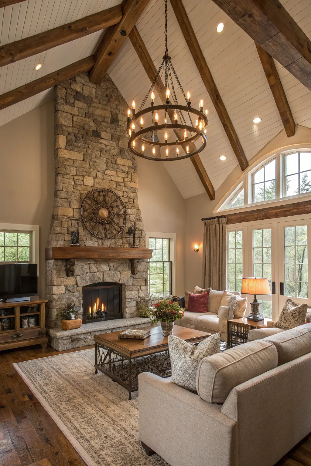 Dramatic Fireplace Designs Beneath Vaulted Ceilings