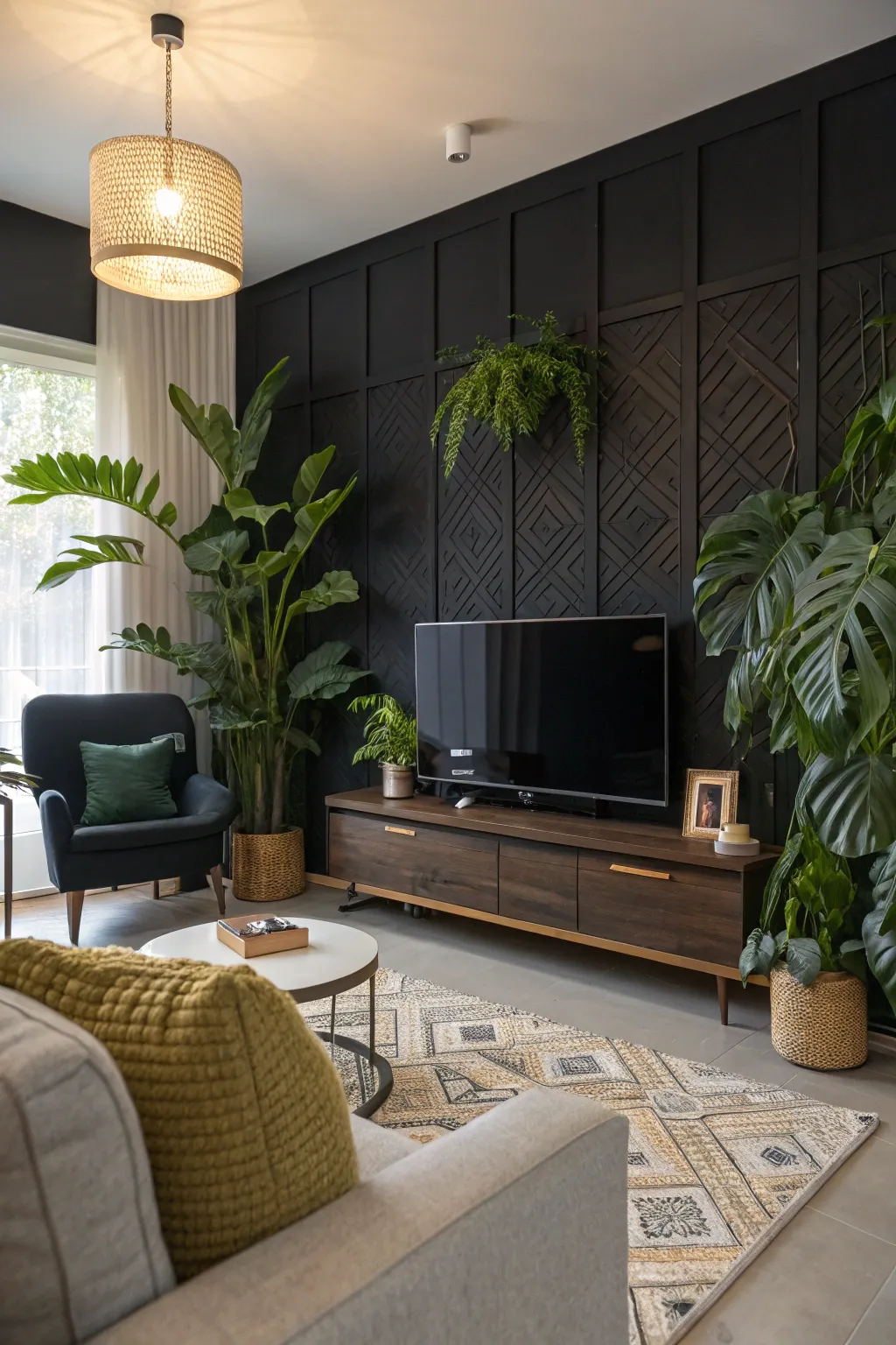 Make a Statement with a Black Wall Behind Your TV